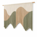 Makramee Wandteppich 100 x 90 cm Baumwollkordel Grün Beige Boho Wanddekoration