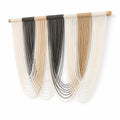 Wandbehang 100 x 100 cm aus Baumwollkordel Beige Weiß Anthrazit mit Holzstab im Boho-Stil