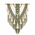 Makramee Wandteppich 90 x 105 cm Baumwolle Salbeigrün Creme Boho Wanddekoration