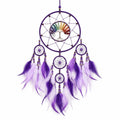 Traumfänger Wanddekoration 40 x 90 cm Violett Textil Federn Lebensbaum Hängedekor