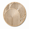 Runde Wanddekoration aus Holz 60 cm Natur geometrisches Linienmuster