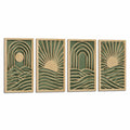 Wanddekoration 4-teilig 30 x 60 cm aus Holz Naturgrün mit Landschaftsrelief