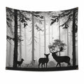 Wandteppich 150 x 130 cm Polyester Grau Schwarz Waldmotiv mit Ösen