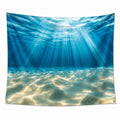 Wandteppich 150 x 150 cm aus Polyester Blau mit Unterwasser Motiv und Ösen