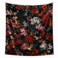 Wandteppich 150 x 130 cm Textilgewebe Schwarz Blumenmotiv mit Ösen