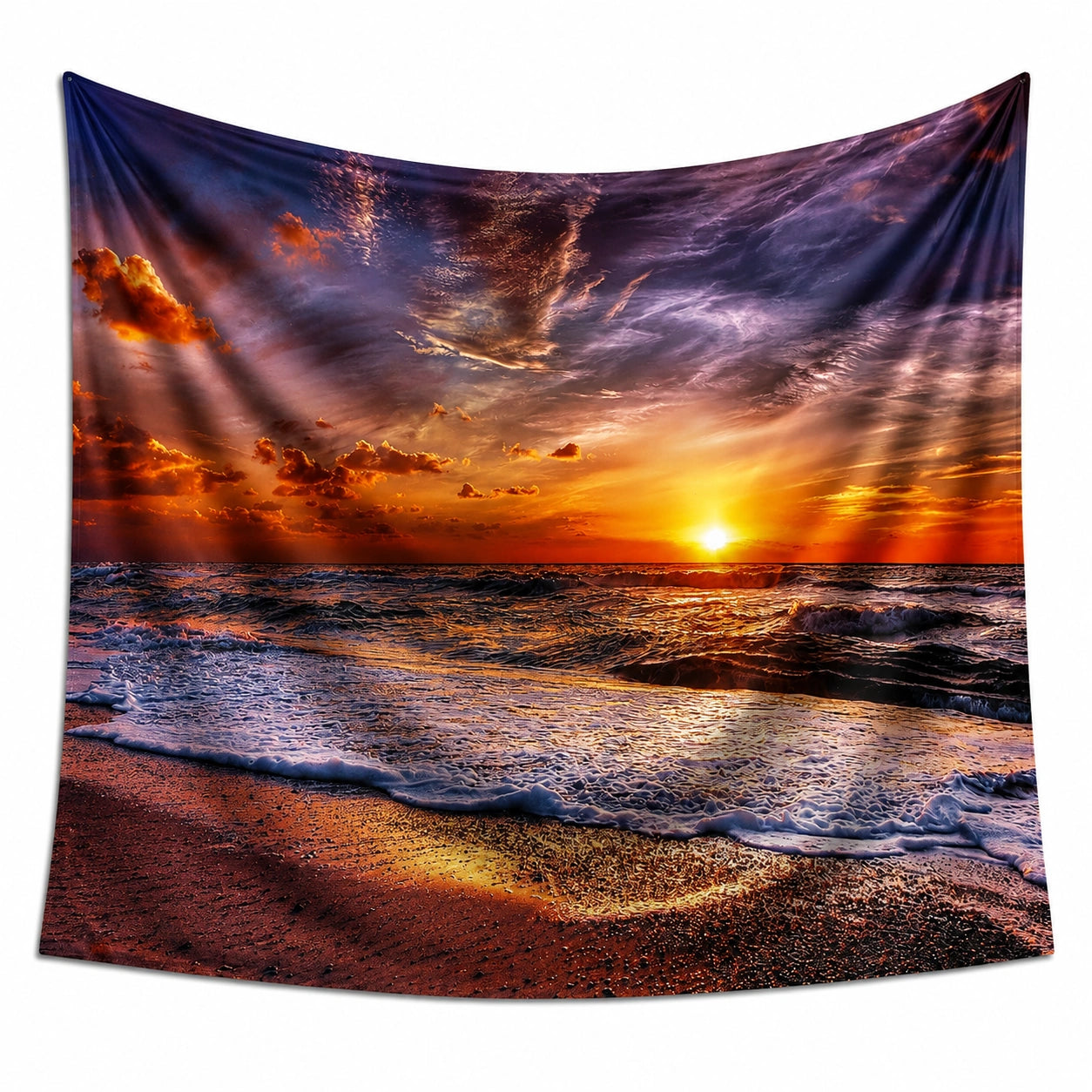 Wandteppich 150 x 130 cm Polyester Sonnenuntergang am Meer dekorativ